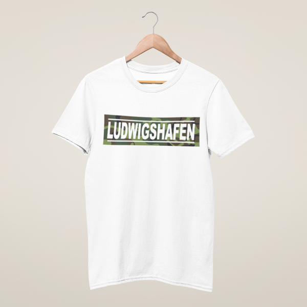 HolyHeimat Ludwigshafen Camo T-Shirt Bio-Baumwolle weiß