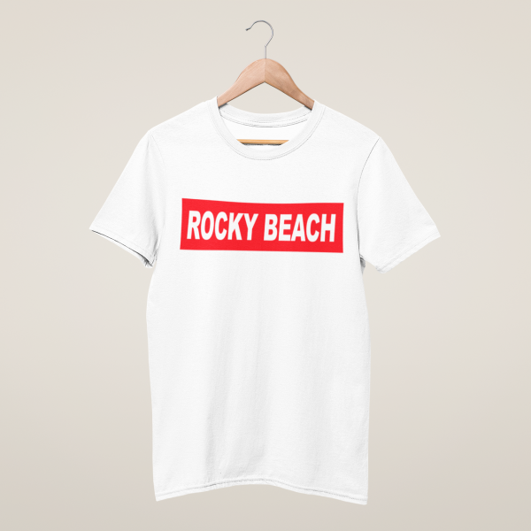 HolyHeimat Rocky Beach Red T-Shirt Bio-Baumwolle weiß